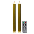 Flameless Taper Candles Flickering with Remote and Timer, 3D Moving Flame Taper Candle Battery Operated to 400 Hours, 9 Inch Window Candles, (Light Brown) - color: Light Brown