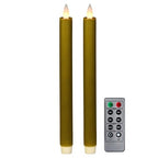 Flameless Taper Candles Flickering with Remote and Timer, 3D Moving Flame Taper Candle Battery Operated to 400 Hours, 9 Inch Window Candles, (Light Brown) - color: Light Brown