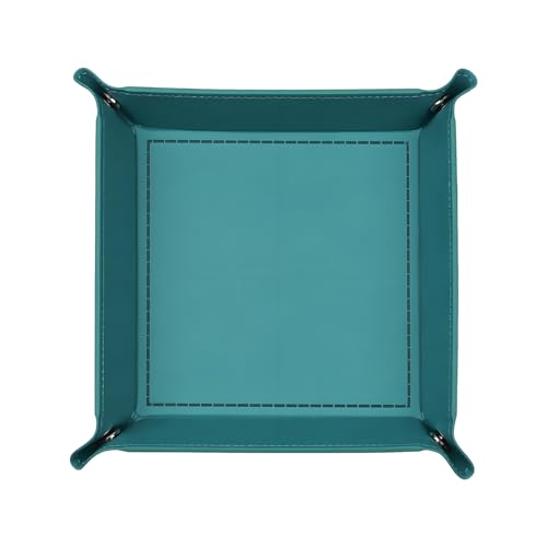 siduater Valet Tray Desktop Storage Organizer – Vegan Leather Catchall Tray Bedside Vanity Tray Nightstand Caddy Holder for Remote Controller, Watch, Keys, Phone, Wallet, Coin, Jewelry, Turquoise - color: Turquoise