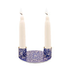 Yair Emanuel Flat Plate Candle Holders for Shabbat 4 Inch Vibrant Pattern Design Modern Judaica Gift (CSE-6 Blue Pottery) - color: Cse-6 Blue Pottery