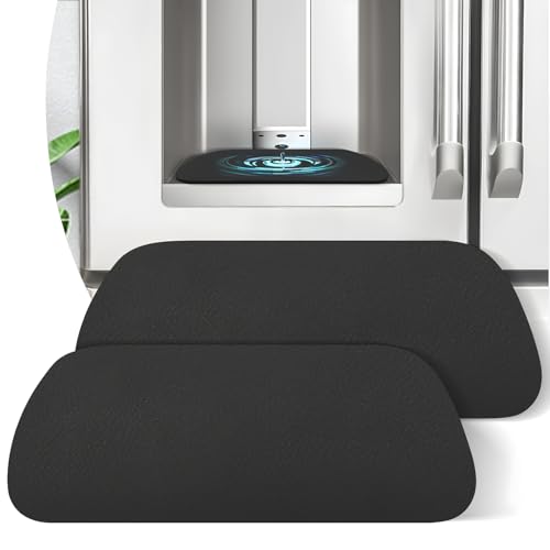 LOPNUR Refrigerator Drip Tray Catcher 2 Pack - 8.3"x3.1" Cuttable Refrigerator Mats Hide Stains, Fridge Ice Water Dispenser Absorbent Mat for Samsung Whirlpool GE, Fridge Drip Pad (Trapezoid, Black) - color: Black, size: Trapezoid - 8.3"x3.1"