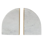 Bloomingville 2-Piece Marble Bookends with Brass Inlay, Gold Finish, White