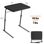 Max TV Tray Table, Allpop Adjustable Large TV Tray for Eating, Folding Dinner Laptop Table on Couch & Bed with 6 Heights & 3 Tilt Angles, Black - color: Black, size: Allpop-Max TV Tray