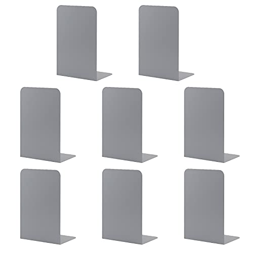 MSDADA Bookends, Book Ends for Book Shelves, Bookends for Office, Book Ends for Heavy Books, Metal Bookend Supports, Modern Minimalist Style Bookends, Grey(4 Pairs/8pcs) - color: Gray
