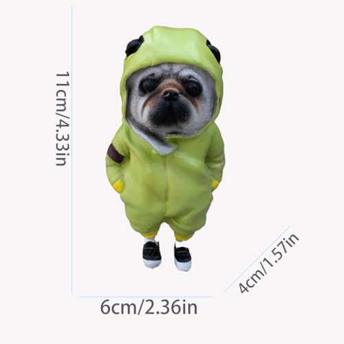 Cute Resin Backpack Dog Statue Crafts Living Room Desktop Decorations,Handmade Casual Small Resin Animal Statue Ornament Home Decor Green - color: Green a