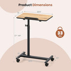 Giantex Overbed Table with Wheels, Medical Adjustable Bedside Table, Mobile Standing Desk, Portable Laptop Table for Small Spaces, Bed Trays Table for Eating Home and Hospital (Natural) - color: Natural