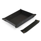 Londo Leather Tray Organizer - Practical Lightweight Water Resistant Computer Table Desk Storage Box for Wallets, Watches, Keys, Coins, Cell Phones and Office Equipment - color: Black Lining