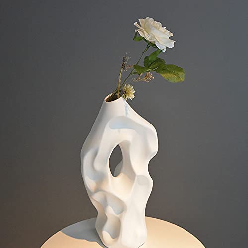 Abstract Ceramic Vase, Modern Flower Arrangement Vases Decor for Home Office Living Room Ornaments,White - color: White