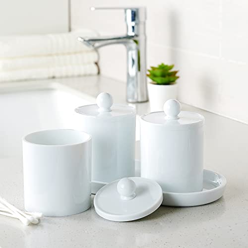 SheeChung Acrylic Vanity Tray Bathroom Storage Tray, 9.65 in x 4.5 in Catchall Holder, Countertop Sink Dispenser Organizer for Cabinet, Vanity, Shelf, Cupboard, or Closet Organization (2 Pack, White) - color: White Acrylic, size: 2 Pack (9.65" x 4.5" x 0.