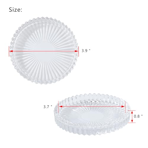 Candleholder Glass Candle Holder Plates Set of 6, Round Glass Candle Tray Plates for Dining Wedding Christmas Party Evening Light, Clear - color: Clear