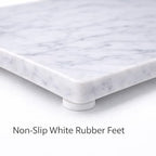 Marble Pastry & Cutting Board – 10x14 Inch Natural Stone Slab with Non-Slip Feet for Dough, Cheese, Baking, Serving, Charcuterie, Trivet – Easy to Clean Gift Tray. - color: White, size: 14"L x 10"W