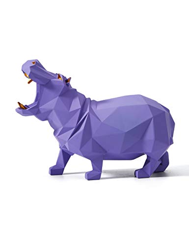 HAUCOZE Hippo Statue Animal Sculpture Figurine Modern Home Decor Table Art Gift for Bedroom Living Room Purple Polyresin 7.1 Inch - color: Purple