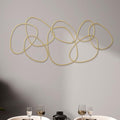 Hicarer 3 Pcs Interlocking Rings Wall Sculpture Gold Metal Home Wall Decor Abstract Aesthetic Gold Decoration for Art Bedroom Living Room Bathroom Home(Circle) - style: Circle