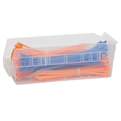 Akro-Mils 30120 Plastic Shelf Bins, Heavy Duty Storage Bins for Garage, Closet, and Drawer Organization, 12" x 4" x 4", Clear, 24-Pack - color: Clear