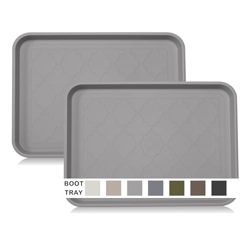 WATANIYA PET Boot Tray for Entryway Indoor, Heavy Duty Shoe Mat Tray 2 Packs, 16.7"x12.8" Waterproof Shoe Trays with Raised Edge, Outdoor Multi-Purpose Mat for Boots, Shoes, Garden - color: Oatmeal, size: (2Pack) 16.7''x 12.8''