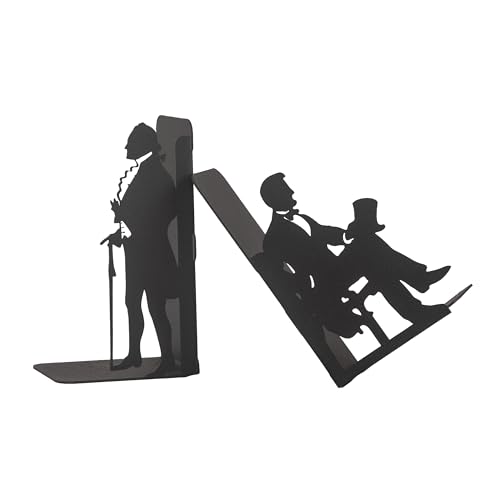 George Washington and Abraham Lincoln Bookends, American Icons Themed Book Stand, Decorative Greatest President Bookend, Presidential Silhouette Book Ends, Historical American Leaders Metal Bookend