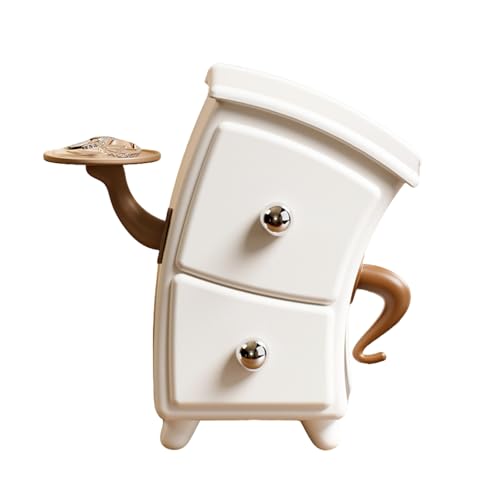 Cute Resin Storage Organizer with Drawers - Whimsical Cabinet Statue with Key & Jewelry Tray - Funky Room Decor for Desk & Vanity - Unique Housewarming Gift for Women