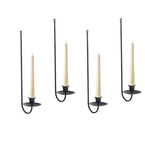 Batoslee Black Wall Candle Holder Set of 4, Stylish Metal Wall Mount Candle Sconces, Modern Christmas Wall Decor for Living Room, Dining Room, Fireplace, and Farmhouse - color: Single-arm 4pcs