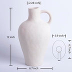 White Ceramic Vase BlossoME 12”H Large Pottery for Flowers Pampas Grass,Boho Modern Rustic Farmhouse Decoration for Livingroom Bedroom Kitchen Entryway Console Table Countertop Shelves