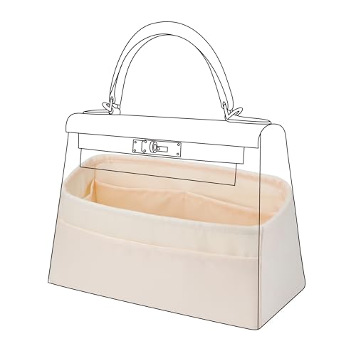DGAZ Bag Organizer Insert For Kelly pochette/mini II /20/25/28/32/35/40/42/45 Bags, Silk Purse Organizer, Simplicity Handbag & Tote Organizer(Craie,KL32 Sellier) - color: Craie, size: KL32 Sellier