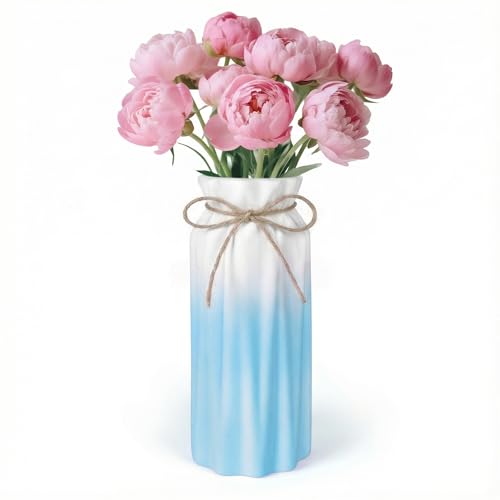 Gradient Blue Ceramic Bow Vase, Flower Vases Minimalism Style for Modern Home Decor, Decorative Vase for Living Room, Coffee Table, Office, Bookshelf and Farmhouse Table (Blue Gradient) - color: Blue Gradient