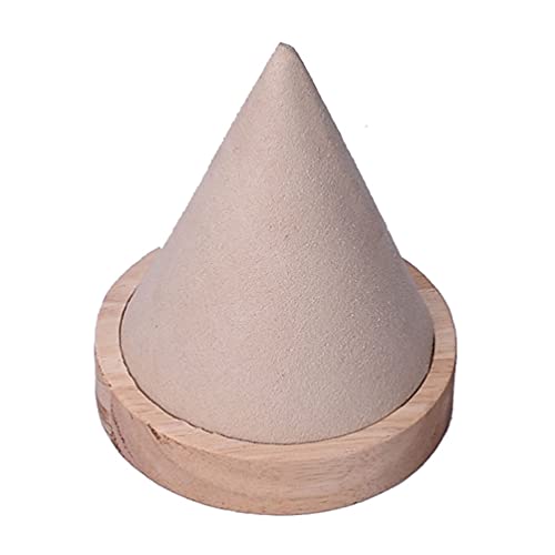 Teensery 1 Piece Wooden Cone Shaped Bracelet Display Holder Wood Bangle Watch Anklet Stand for Home Exhibition Retail Stores (Beige)