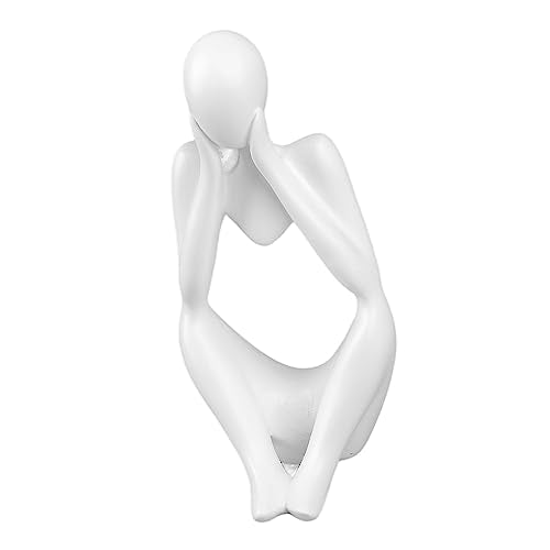 Abstract Thinker Statue | Synthetic Home Accent for Living Room/Office Desk/Bookshelf | Hollow Design Art Sculpture Collectible Present (White Focus) - style: White Focus