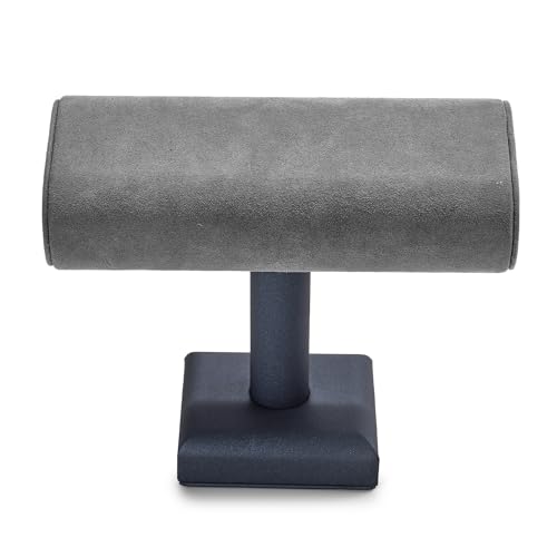 Oirlv Premium Leather Watch Stand for Men T-bar Watch Display Stand for Watches Bracelet Holder Jewelry Display Stand (Dark Grey) - color: Grey