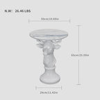 Deer Side Table for Living Room - 20" Faux Marble Top Accent End Table with Hand-Carved Resin Deer Statue Base - Modern Round Bedside Table for Bedroom, Patio, Entryway,Gift - Tool-Free Setup - color: White Deer