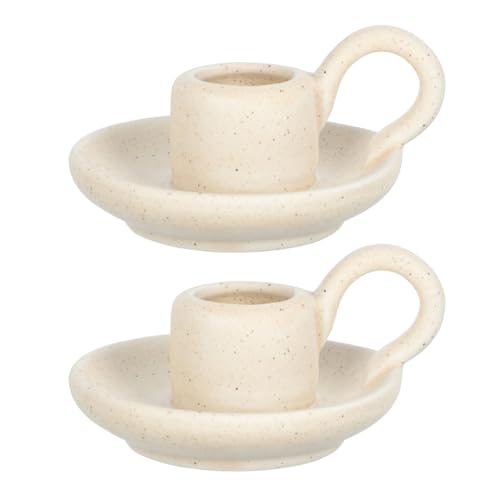 IMIKEYA Set of 2 Ceramic Candle Stands Nordic Design for Home Decor Wedding Banquet