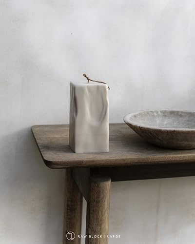 LAWA Raw Block Candle - Beautiful Handmade Pillar Scented Soy Wax Elegant Aesthetic Candle Housewarming Gift Home Room Shelf Decor Idea (Light Beige, Large) - color: Light Beige, size: Large