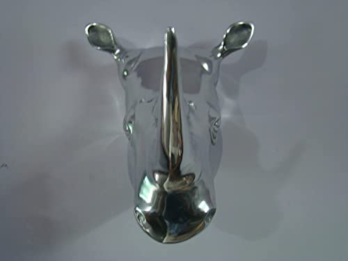 DECORVOID Large Metal Rhino Head Wall Sculpture – Unique Aluminum Figurine for Bold Home, Office, or Restaurant Décor