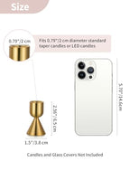 NUPTIO Gold Candlestick Holder Bulk: Set of 12 Brass Taper Candle Stick Holders - Small Aluminium Candleholder for Thanksgiving Birthday Christmas Decor - size: Style 1