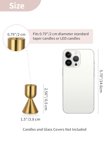 NUPTIO Candle Stick Candle Holder: Set of 4 Gold Aluminium Candlestick Holders - Brass Taper Candleholder for Fall Thanksgiving Christmas Table Fireplace Decoration - size: Style 1