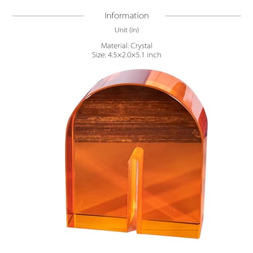 AETVRNI 1 Pair Crystal Bookends for Shelves Heavy Decorative Glass Bookends for Heavy Books Geometric Arch Shape Book Ends Home Office Decor,Orange - color: Orange