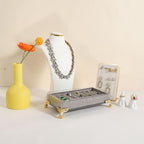 GemeShou velvet slots Ring holder for jewelry organizer, Grey earring ring display stand for selling, felt ring jewelry holder tray showcase【Velvet slots Ring Holder-Grey】 - color: Grey