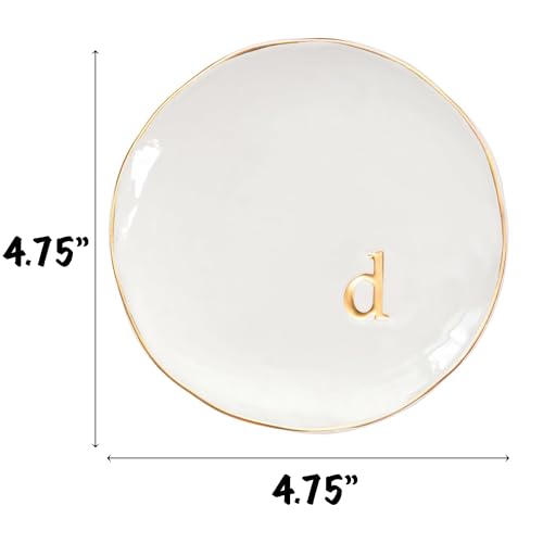 COLLECTIVE HOME - Ceramic Jewelry Tray, Decorative Trinket Dish for Rings Earrings Necklaces Bracelet Watch Keys, Birthday Mother's Day Christmas Gift for Women, 4.75", Glossy (d) - color: D