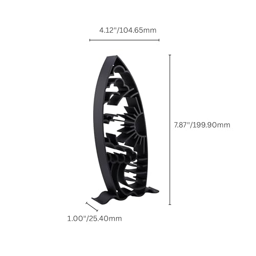 Surfing Sculpture â€“ Minimalist Decorative Accent for Surf Enthusiasts & Modern Home Decor | Collectible Design (Surf Board Scenic Matte Black) - color: Surf Board Scenic Matte Black