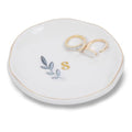 Personalized Ceramic Ring Dish, Initial Jewelry Tray for Rings, Earrings, Necklaces & Bracelets, Gift for Engagements, Birthdays, Holidays, Mom, Sister, Bridesmaid, Bride-to-Be, 4" Ring Plate - color: S