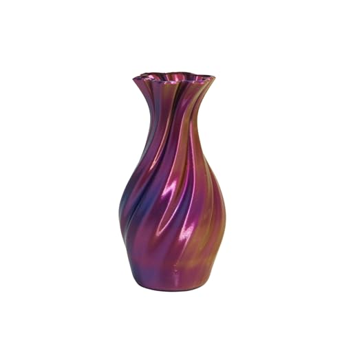 Large 8-Inch Tall Spiral Vase – Modern Waterproof Flower Vase for Centerpieces & Home Decor - 3D Printed PLA Plastic — Not Glass (Blue-Red-Gold) - color: Blue-red-gold