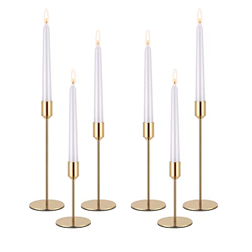 Gold Candle Holders Candlestick Holder for Taper Candles, Set of 6 Pcs Decorations Candle Stick Long Holder for Table Centerpieces, Wedding, Dinning, Anniversary, Party(Candles not Include) - color: Gold, size: Set of 6 Pcs