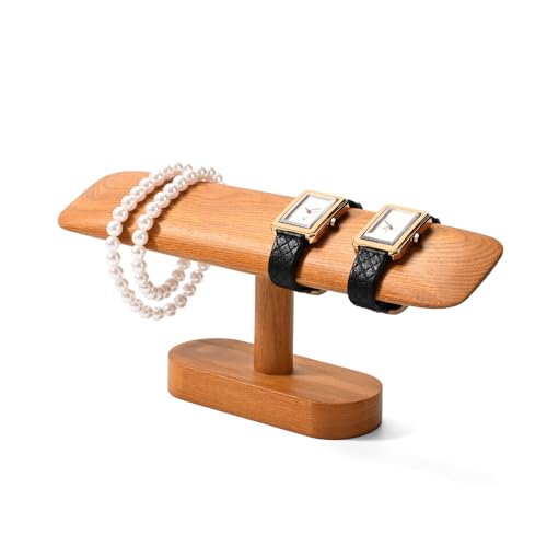 Solid Wood T-Bar Watch Display Stand Jewelry Organizer Holder for Watch and Bracelet