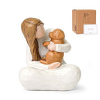 Dog Remembrance Gift for Dog Lover, Angel Dogs Friendship Memorials Gifts for Dogs, Sculpted Hand-Painted Resin Figures for Loss of pet - style: Girl with golden retriever