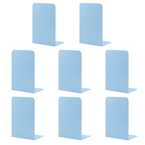 MSDADA Bookends, Book Ends for Book Shelves, Book Ends for Heavy Books,Metal Bookend Supports, Modern Minimalist Style Bookend, Light Blue(4Pairs) - color: Light Blue
