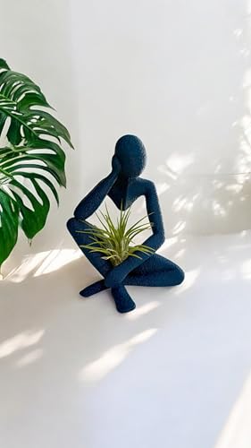 Rivon Creations Ponder Minimalist Sculpture, Modern Abstract Home Decor, 3D Printed Art (Bleu) - color: Bleu