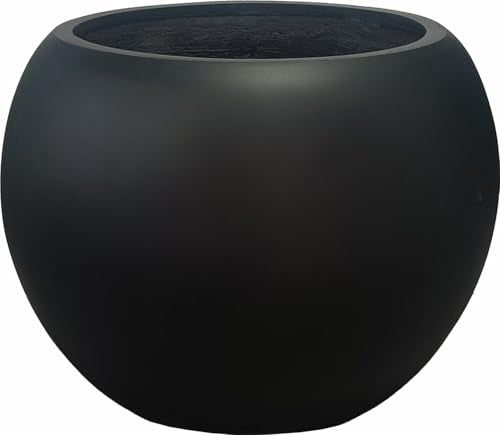 Panlaolao 13.5 H x 17" Dia (12" Pot Opening) Round Fiberstone Planter with Drainage Hole, Black, Indoor/Outdoor Large Plant Pot for Home Patio Garden, Ideal for Large Plants - color: Black, size: 17 Inch