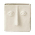 WENSHUO Abstract Square Face Pen Holder, Modern and Minimalistic Desk Accessories (Crème) - color: Crème