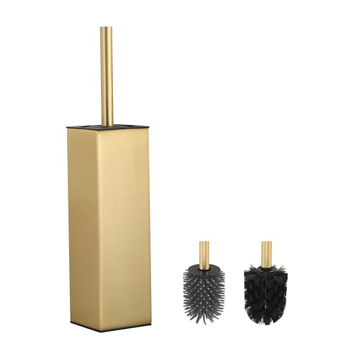 BVL Toilet Brush and Hoder Set Brushed Gold Freestanding for Bathroom - color: Brushed Gold