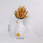 Handmade Ceramic Duck Vase - Modern Tabletop Fun Vase - Suitable for Dried Flowers, Tulips, Roses, Lilies & Pampas Grass - Cute Animal Centerpiece for Home, Wedding, or Gift - color: White