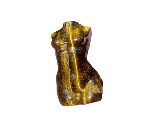 Natural Tiger Eye Crystal Female Model Figurine Hand Carved Body Sculpture Statue Gemstone Small Figurine Reiki 3 Inch Home Office Decor Ornaments 100-150 Grams - color: Tiger Eye